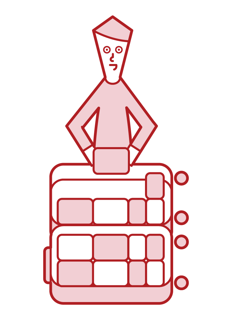 Illustration of a man packing his suitcase