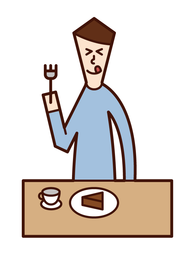 Illustration of a man eating sweets