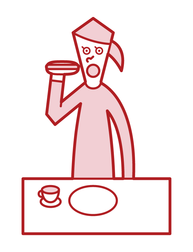 Illustration of a hot dog eater (woman)