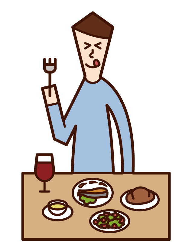 吃時髦食物的人（男性）的插圖