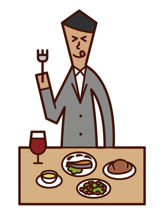 吃時髦食物的人（男性）的插圖