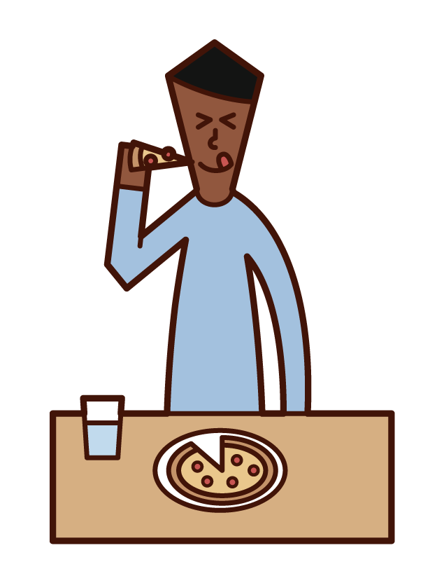 피자를 먹는 사람 (남성)의 그림