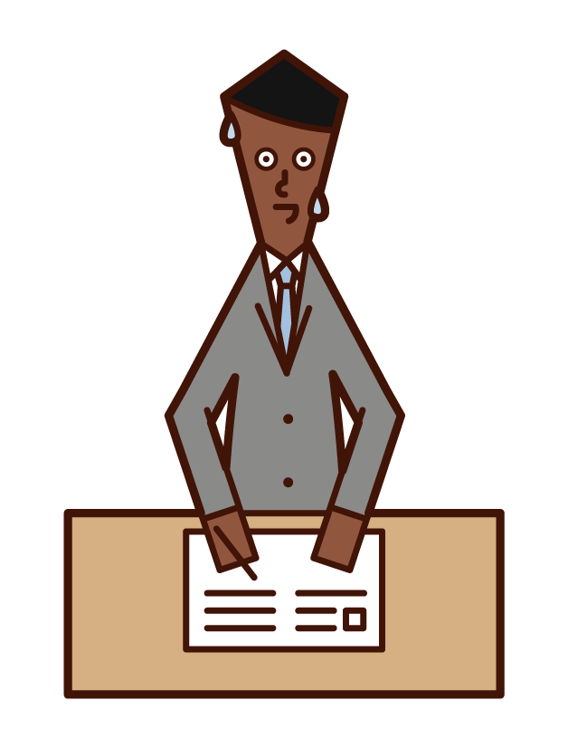 Illustration of a man (male) who creates important documents