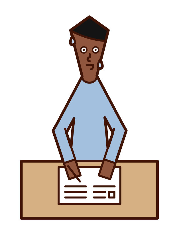 Illustration of a man (male) who creates important documents