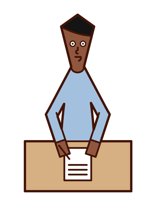 Illustration of a man signing a contract