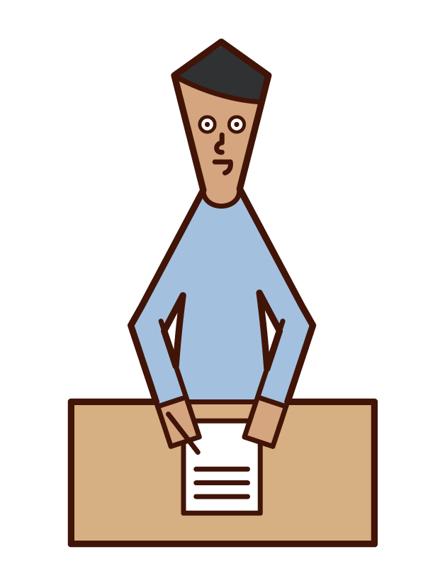 Illustration of a man signing a contract