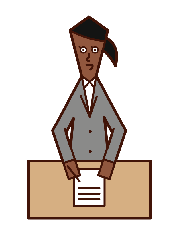 Illustration of a person (woman) signing a contract