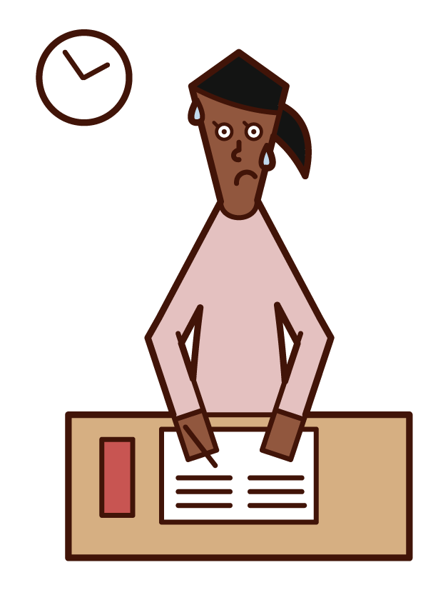 Illustration of a woman who takes the exam
