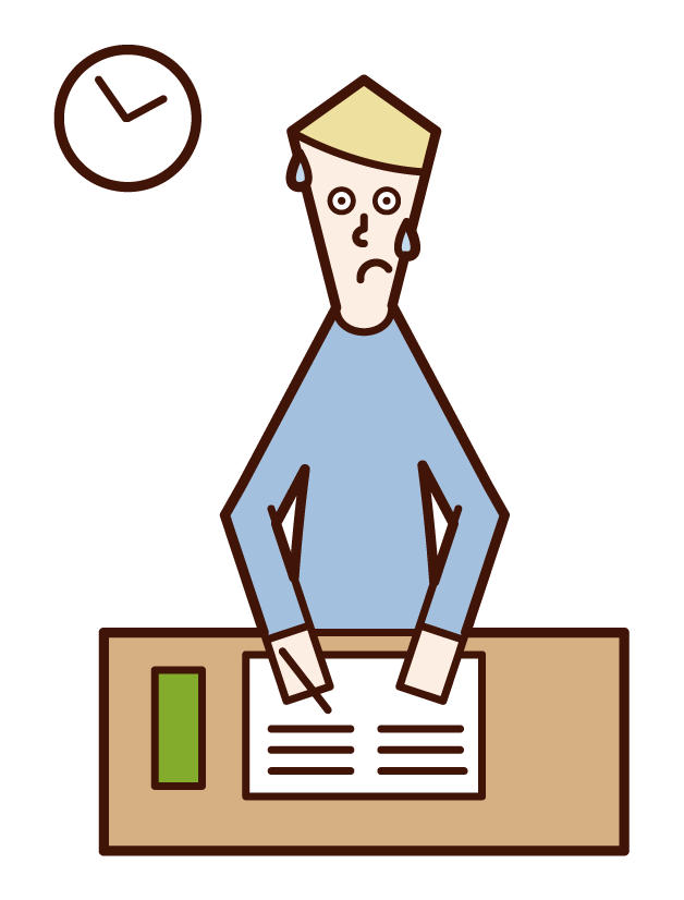 Illustration of a man taking the exam