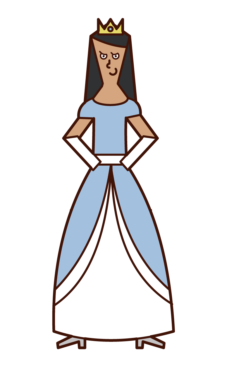 Illustration of a bad princess (female)
