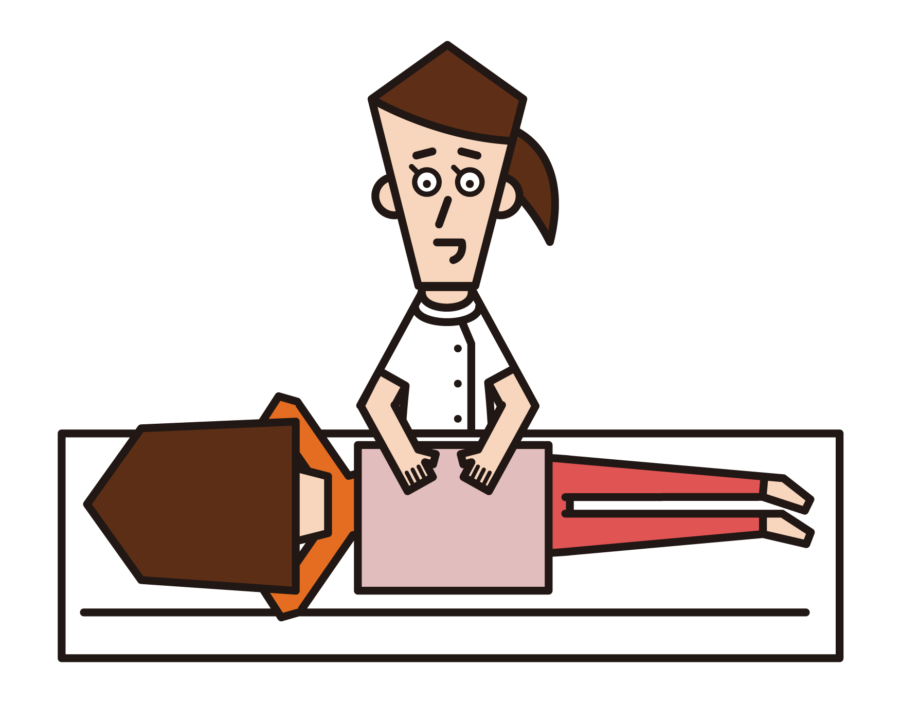 Illustration of a physiotherapist, anma massage shiatsu teacher, and judo therapist (female)