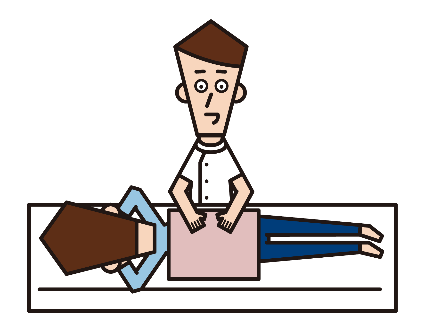 Illustration of a physiotherapist, anma massage shiatsu teacher, and judo therapist (male)
