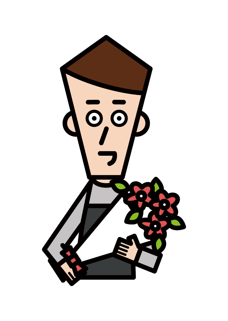 Illustration of a florist clerk (male)