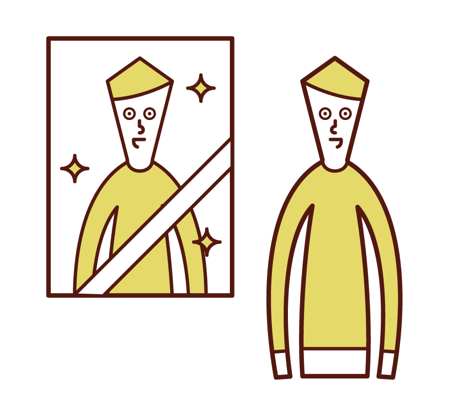 Illustration of a man looking in the mirror