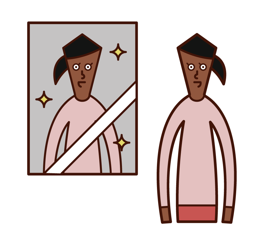 Illustration of a woman looking in a mirror