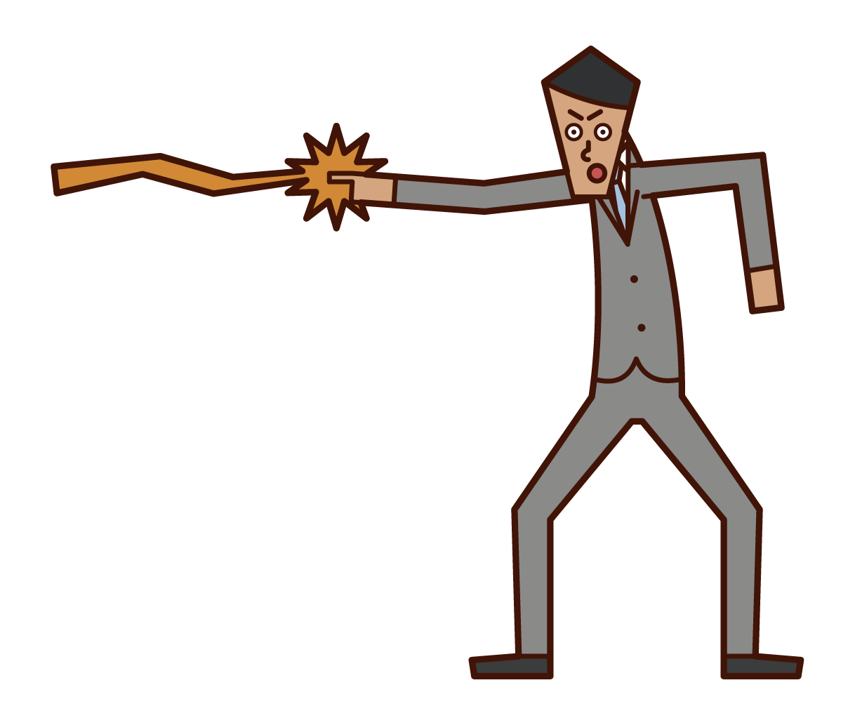 Illustration of a man (male) firing a beam from a finger