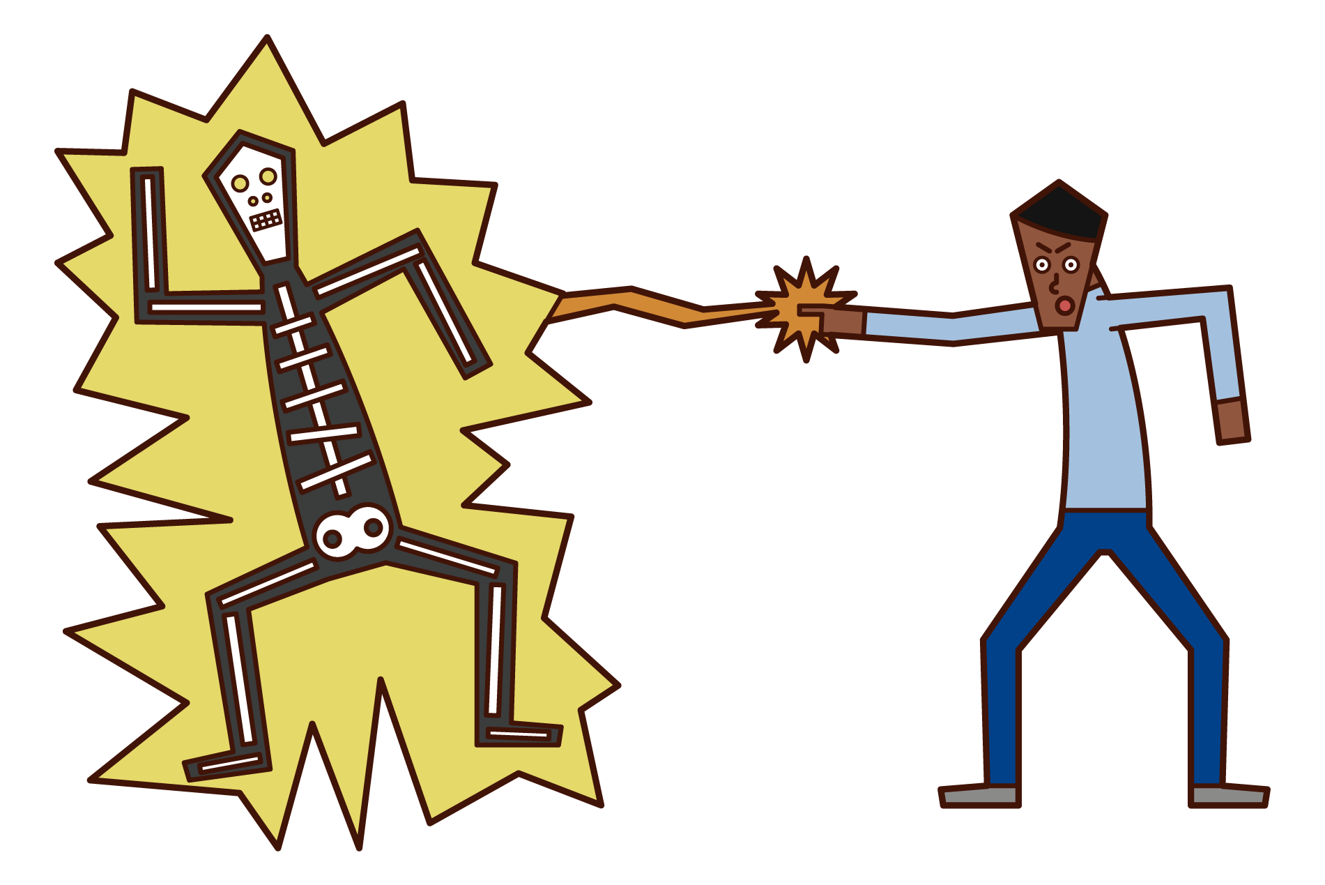 Illustration of a man (male) firing a beam from a finger