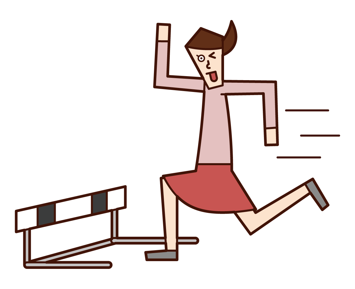 Illustration of a woman jumping over a low hurdle