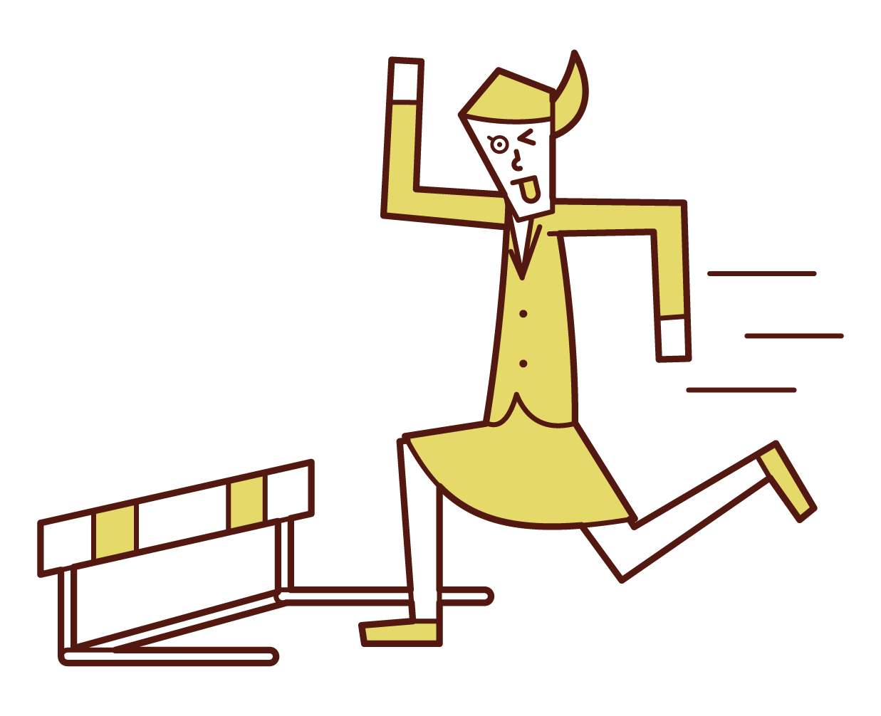 Illustration of a woman jumping over a low hurdle