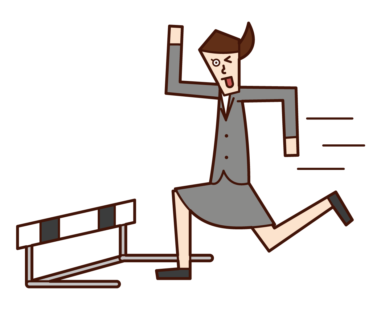 Illustration of a woman jumping over a low hurdle