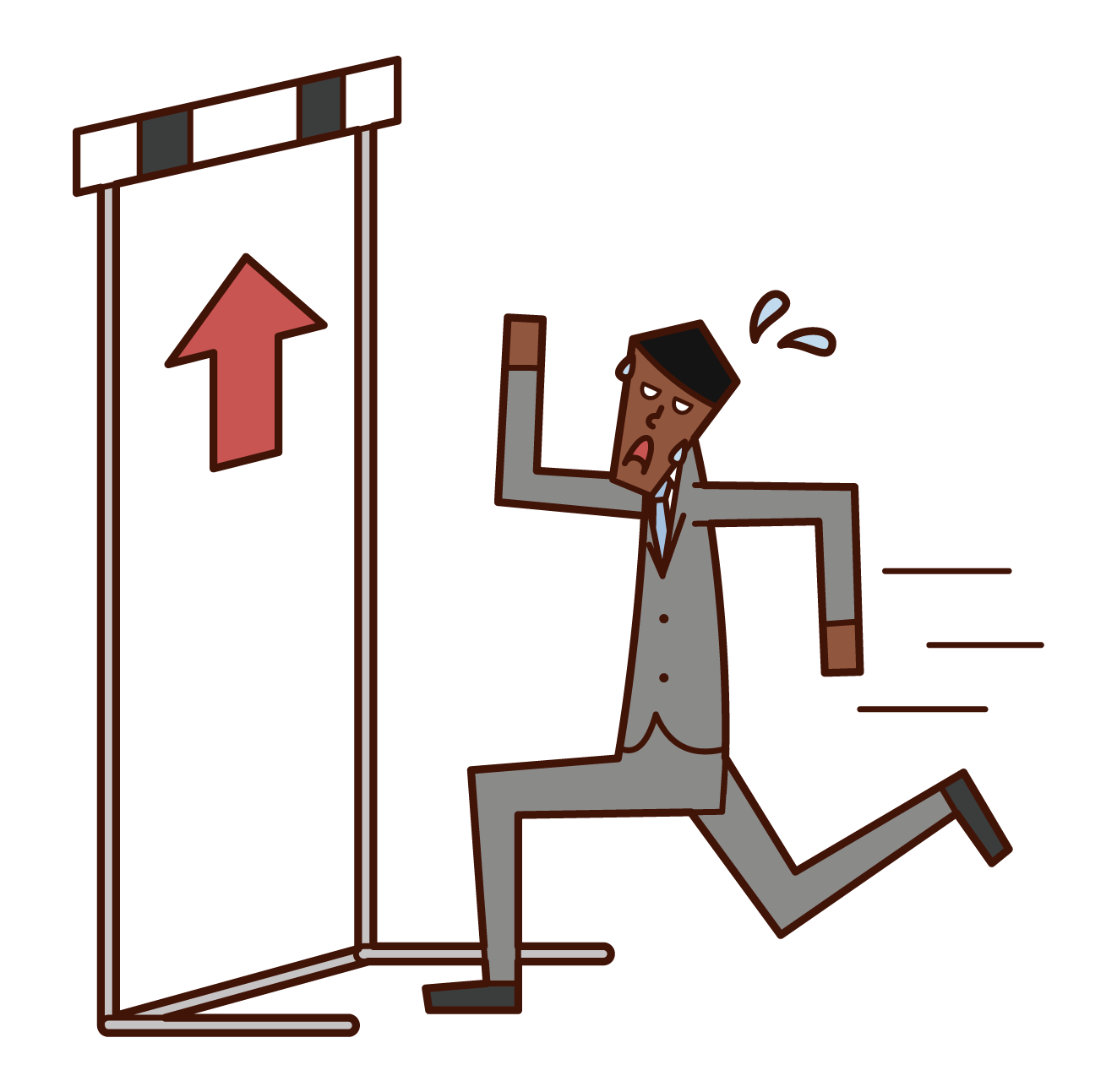 Illustration of a person (male) facing a high hurdle