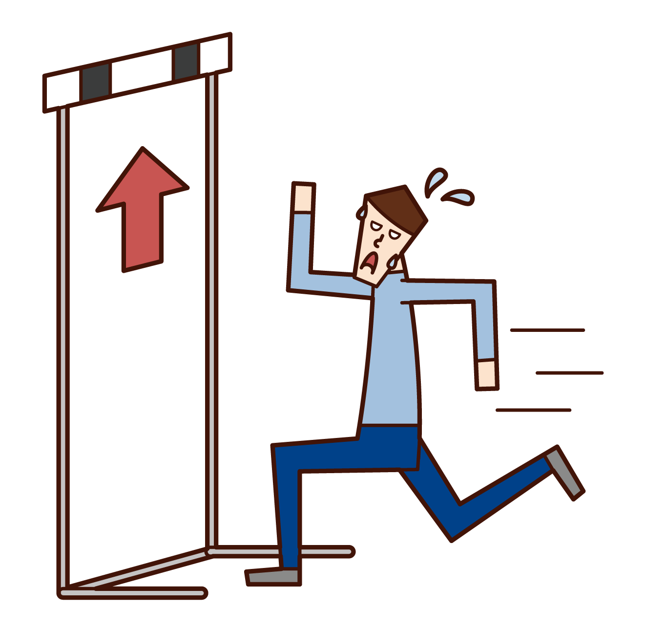 Illustration of a person (male) facing a high hurdle