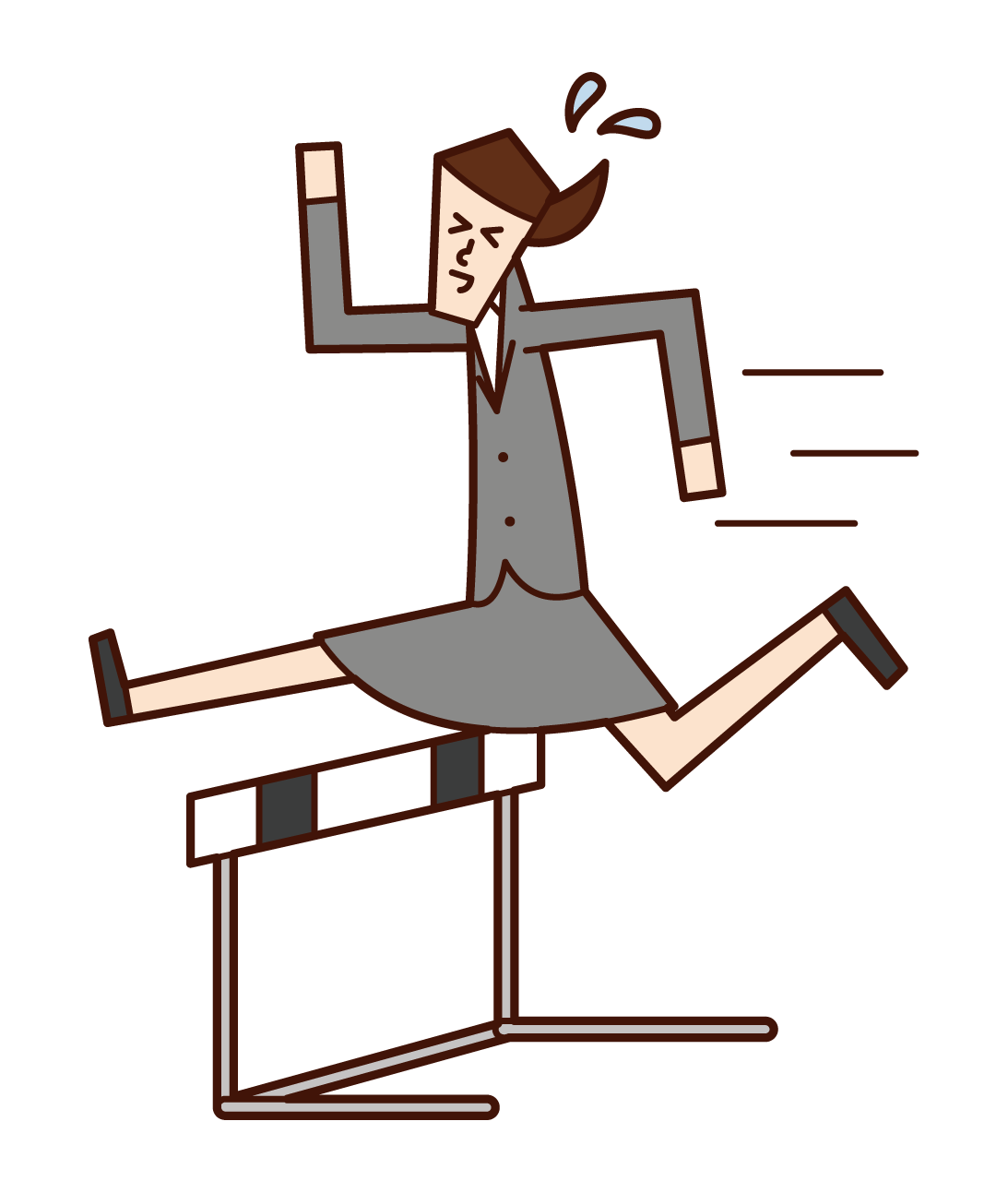 Illustration of a person (male) jumping over a hurdle