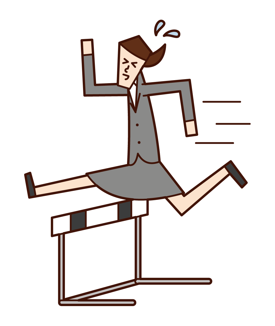 Illustration of a woman jumping over a hurdle