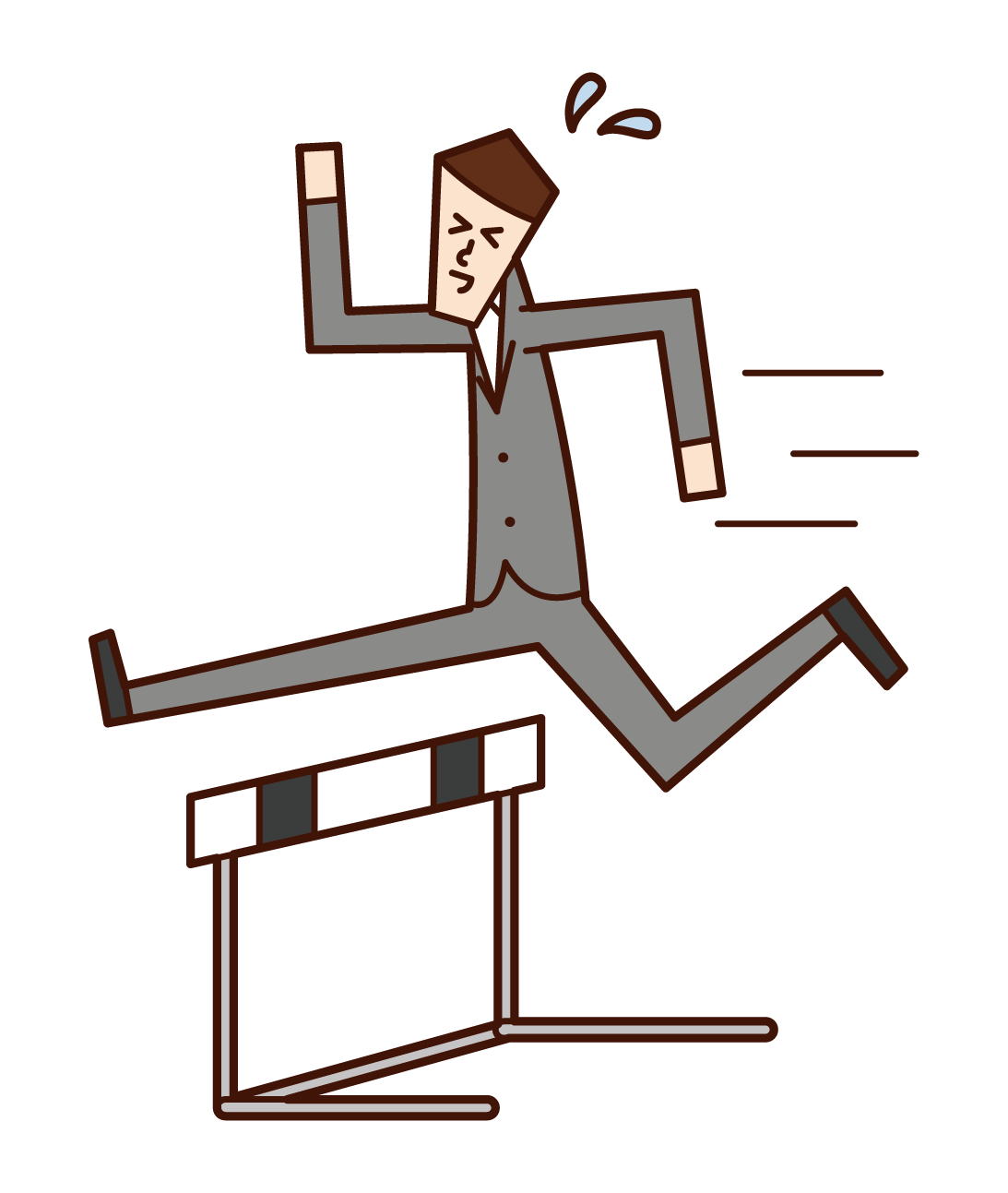 Illustration of a person (male) jumping over a hurdle