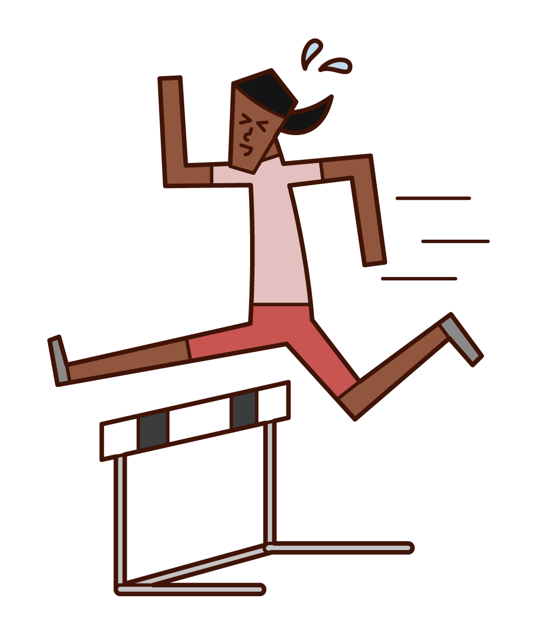 跳過障礙的人（女性）的插圖