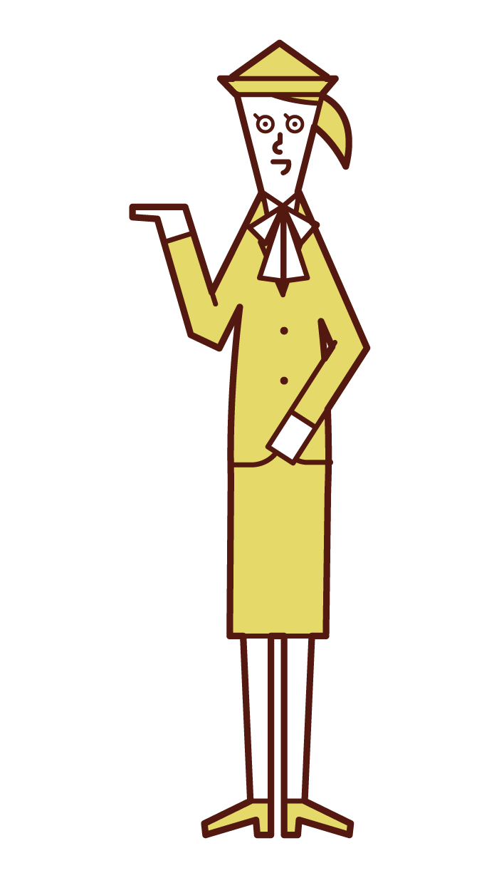 Illustration of a female receptionist at a department store