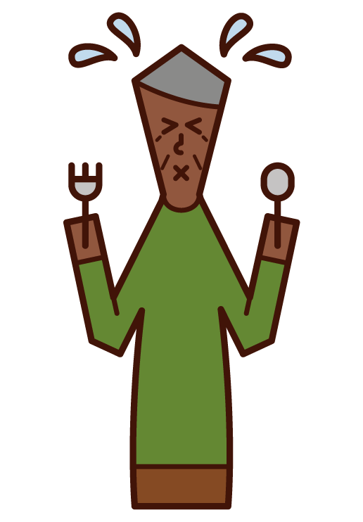 Illustration of a person (grandfather) with a sour expression