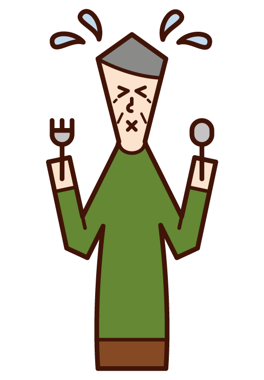Illustration of a person (grandfather) with a sour expression
