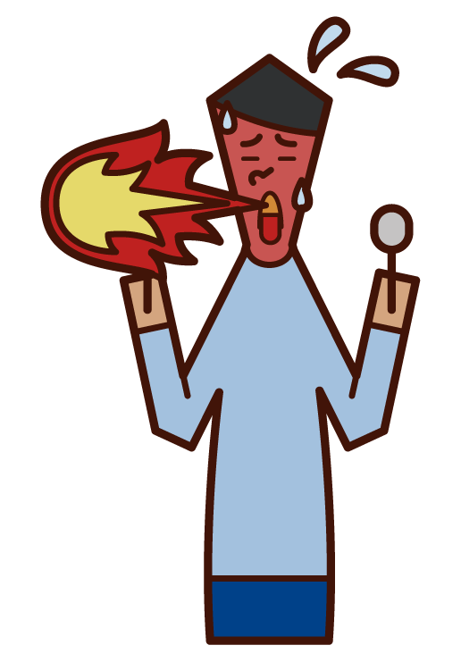 Illustration of a man (man) who is spicy and blows fire
