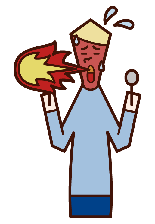 Illustration of a man (man) who is spicy and blows fire