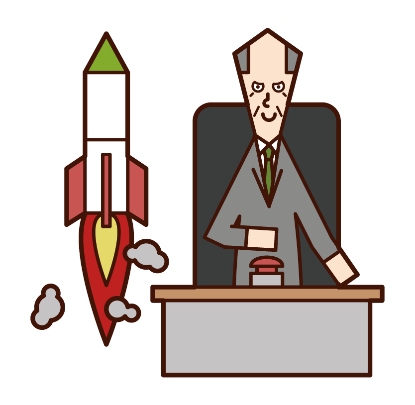Illustration of a grandfather firing a missile