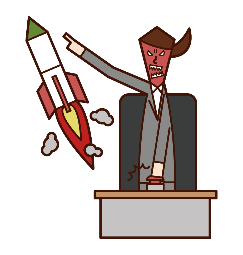 Illustration of a man (male) launching a missile