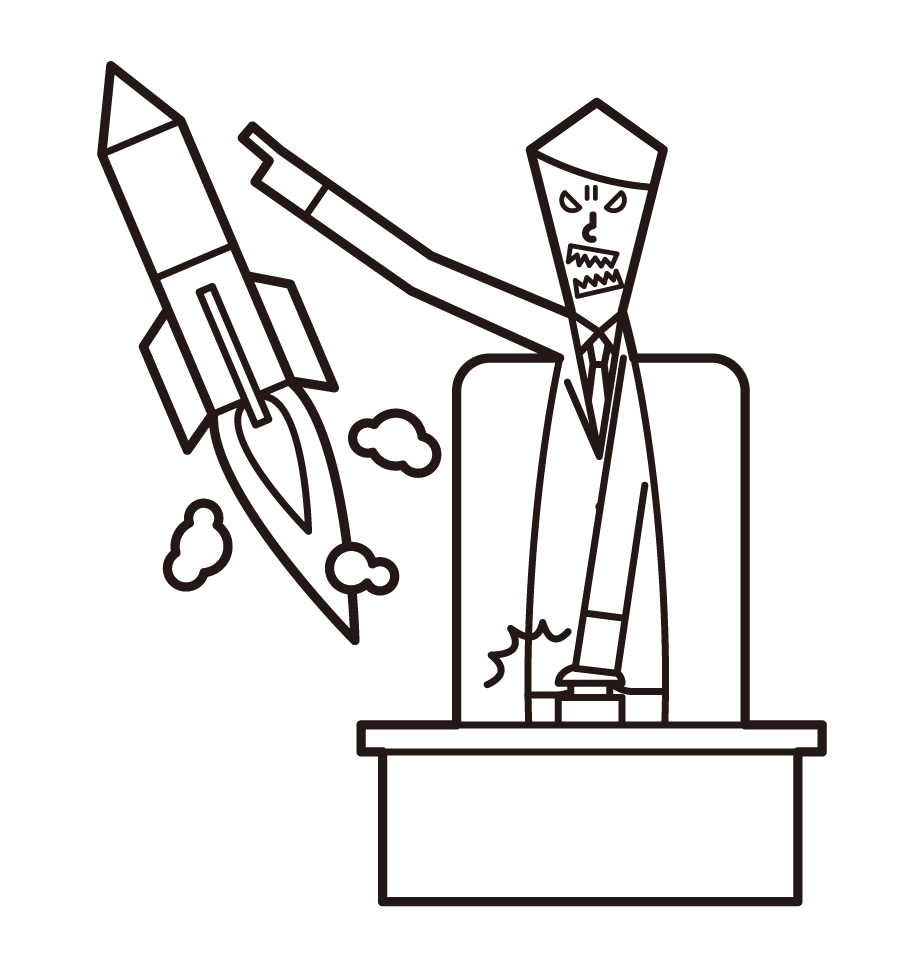 Illustration of a man (male) launching a missile