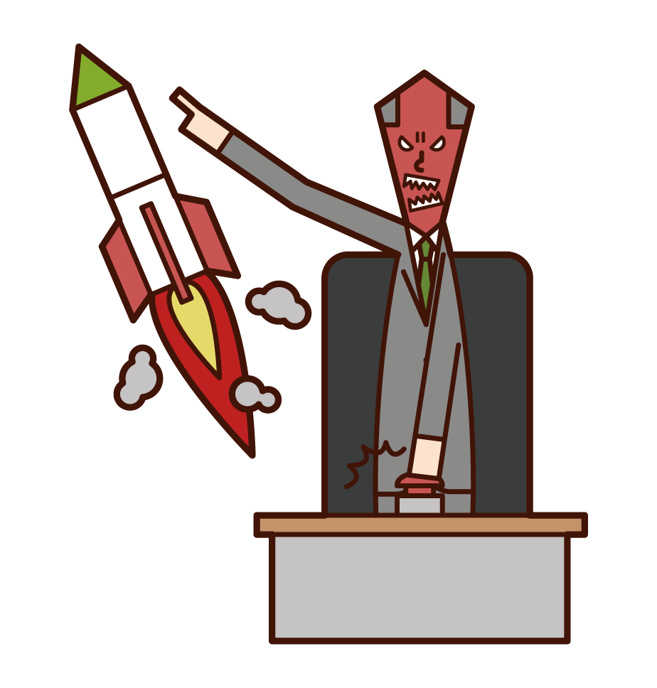 Illustration of a grandfather firing a missile