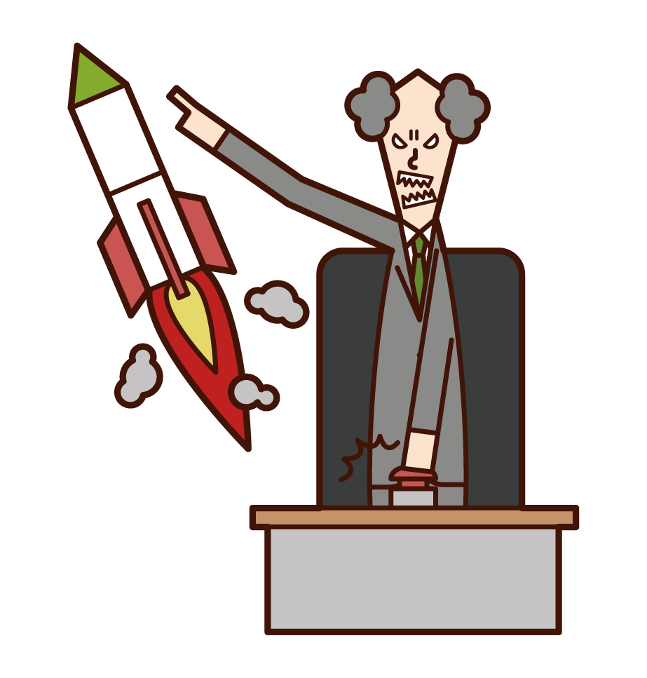 Illustration of a grandfather firing a missile