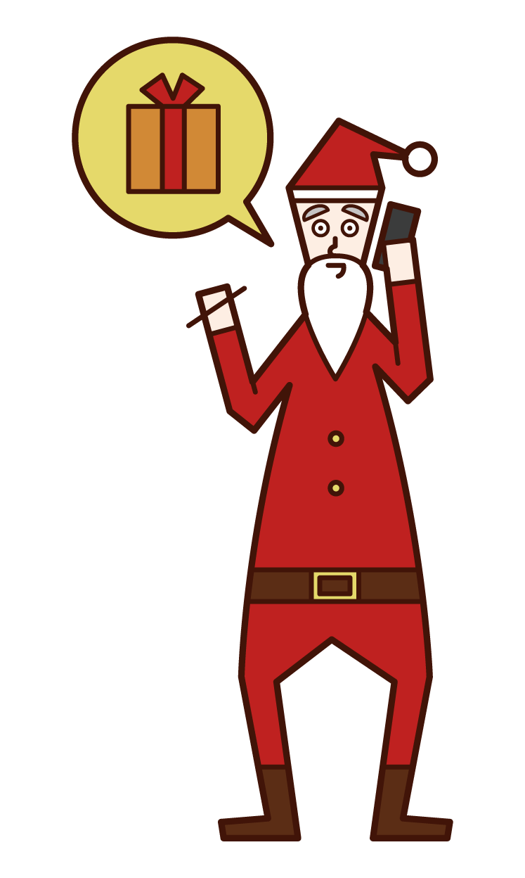 Illustration of Santa Claus receiving a request for a present