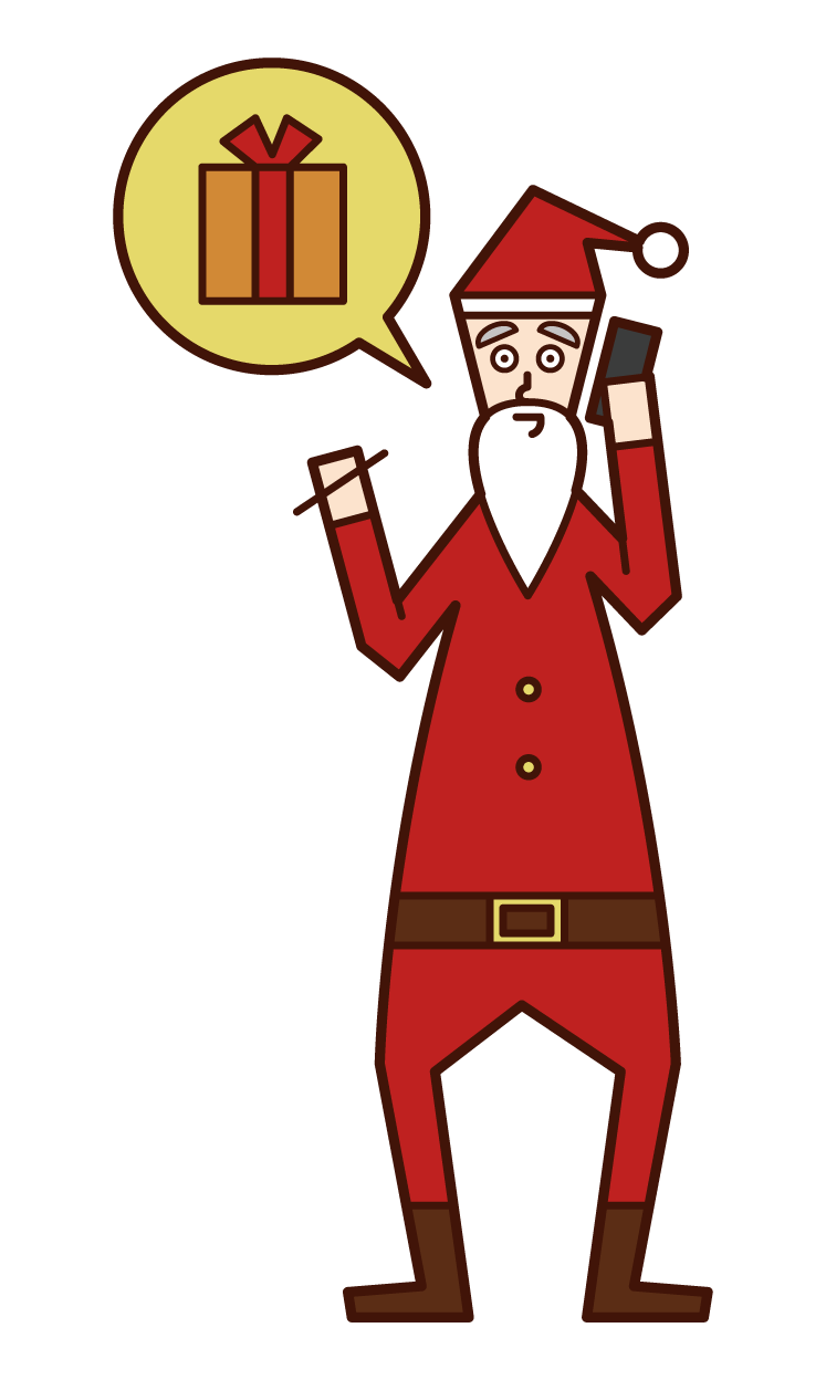 Illustration of Santa Claus receiving a request for a present