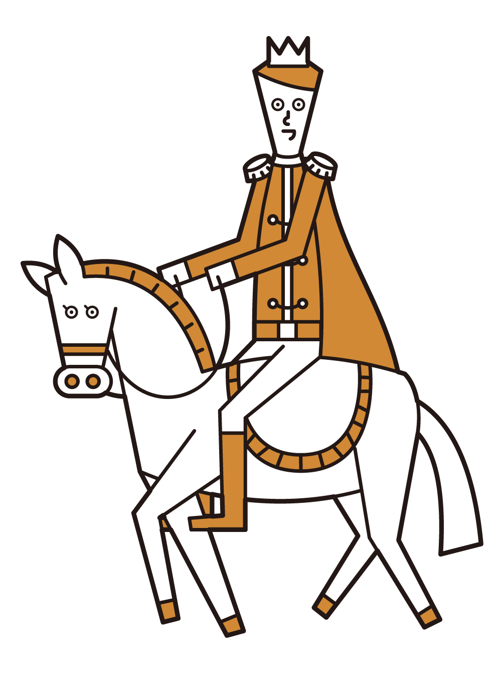Illustration of a prince (male) on a white horse