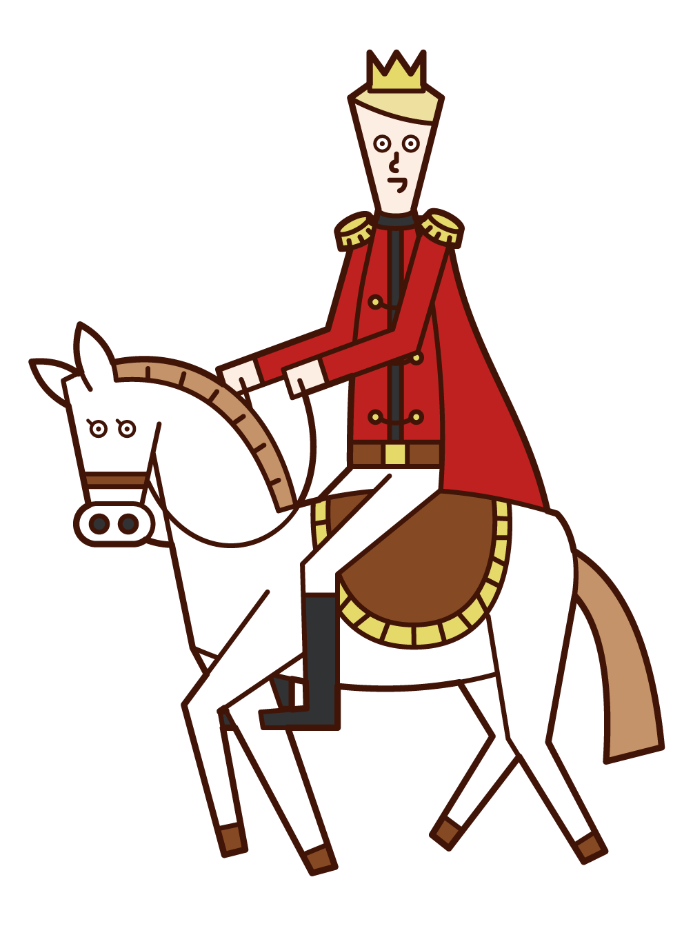 Illustration of a prince (male) on a white horse