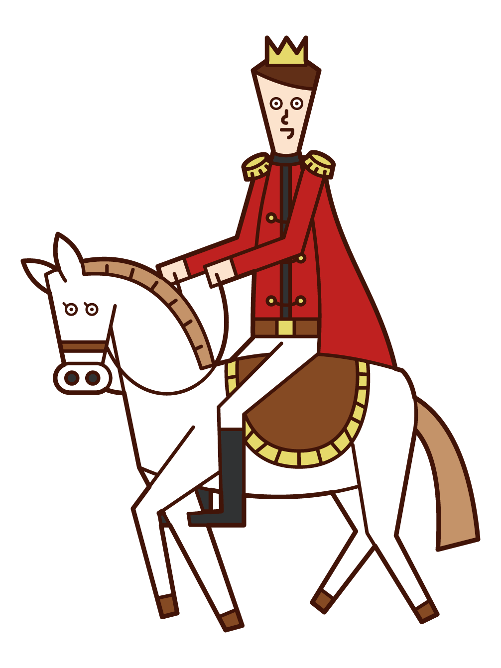 Illustration of a princess (woman) on a white horse