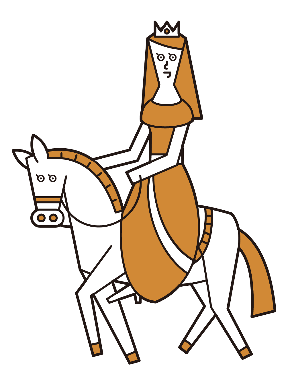 Illustration of a princess (woman) on a white horse