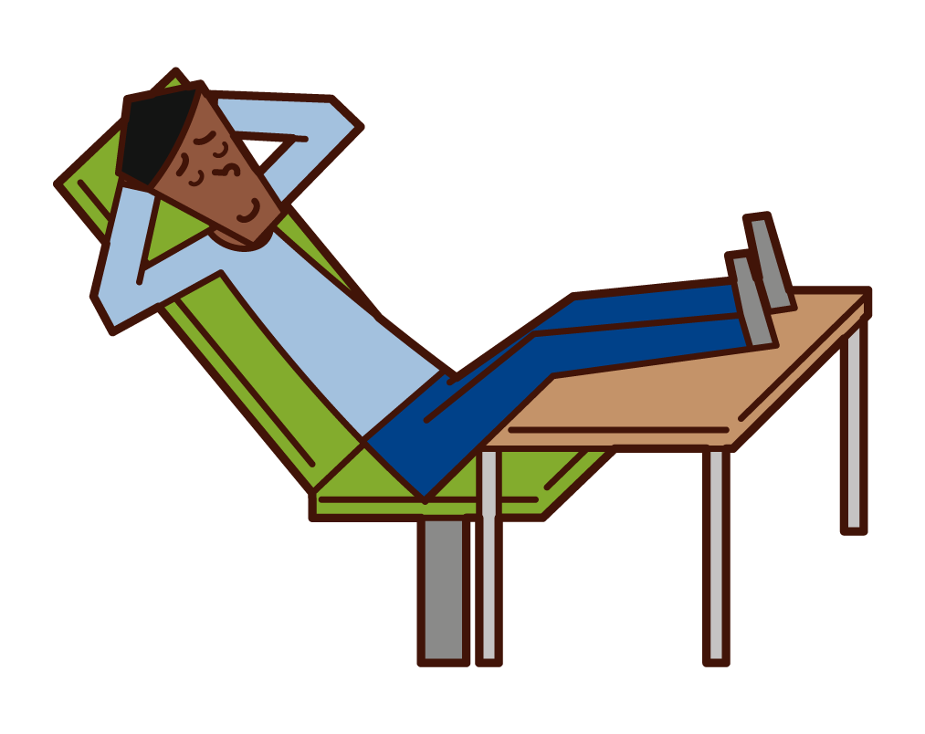 Illustration of a man relaxing with his feet on a desk