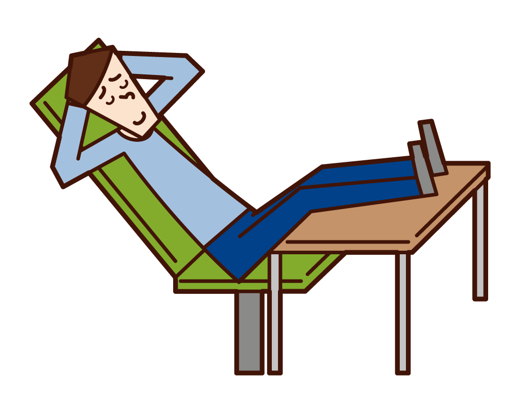 Illustration of a man relaxing with his feet on a desk