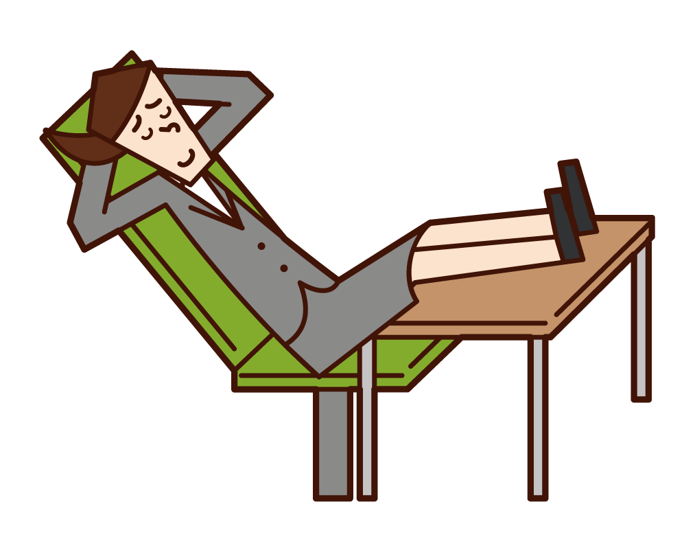 Illustration of a woman relaxing with his feet on a desk