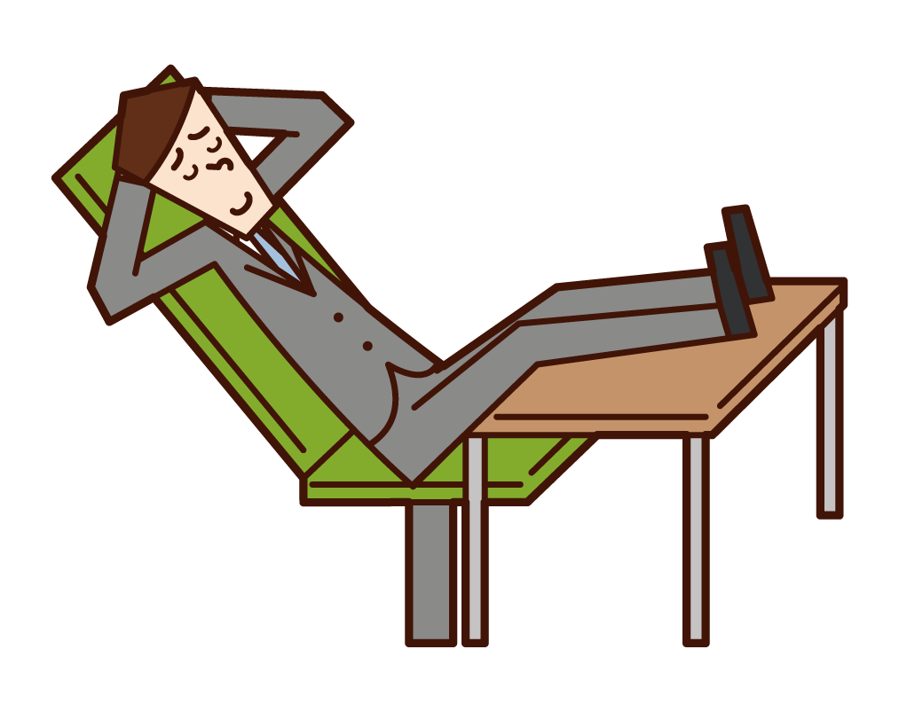 Illustration of a man relaxing with his feet on a desk